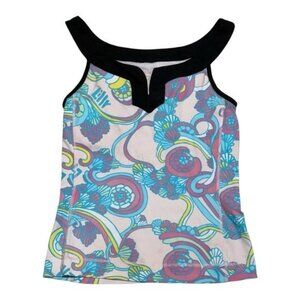 Lilly Pulitzer Shell We Dance Athletic Tank Top Pink & Black Paisley Size M